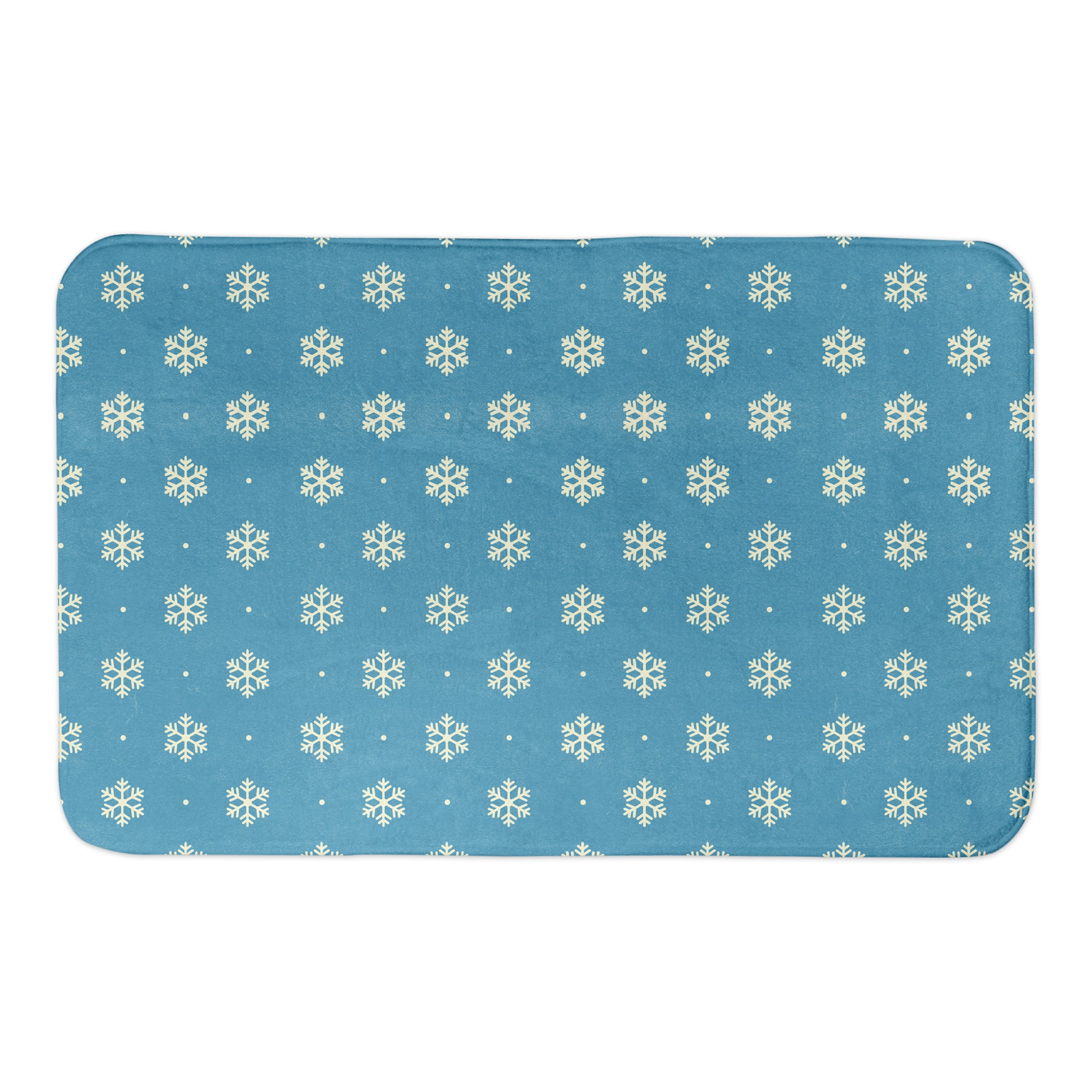 Designs Direct Simple Snowflake Dot On Blue Bath Mat, 34" x 21"